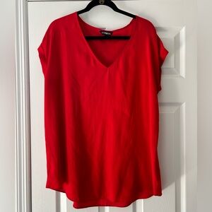 Express half zip womens dress shirt - short sleeves - xl -red